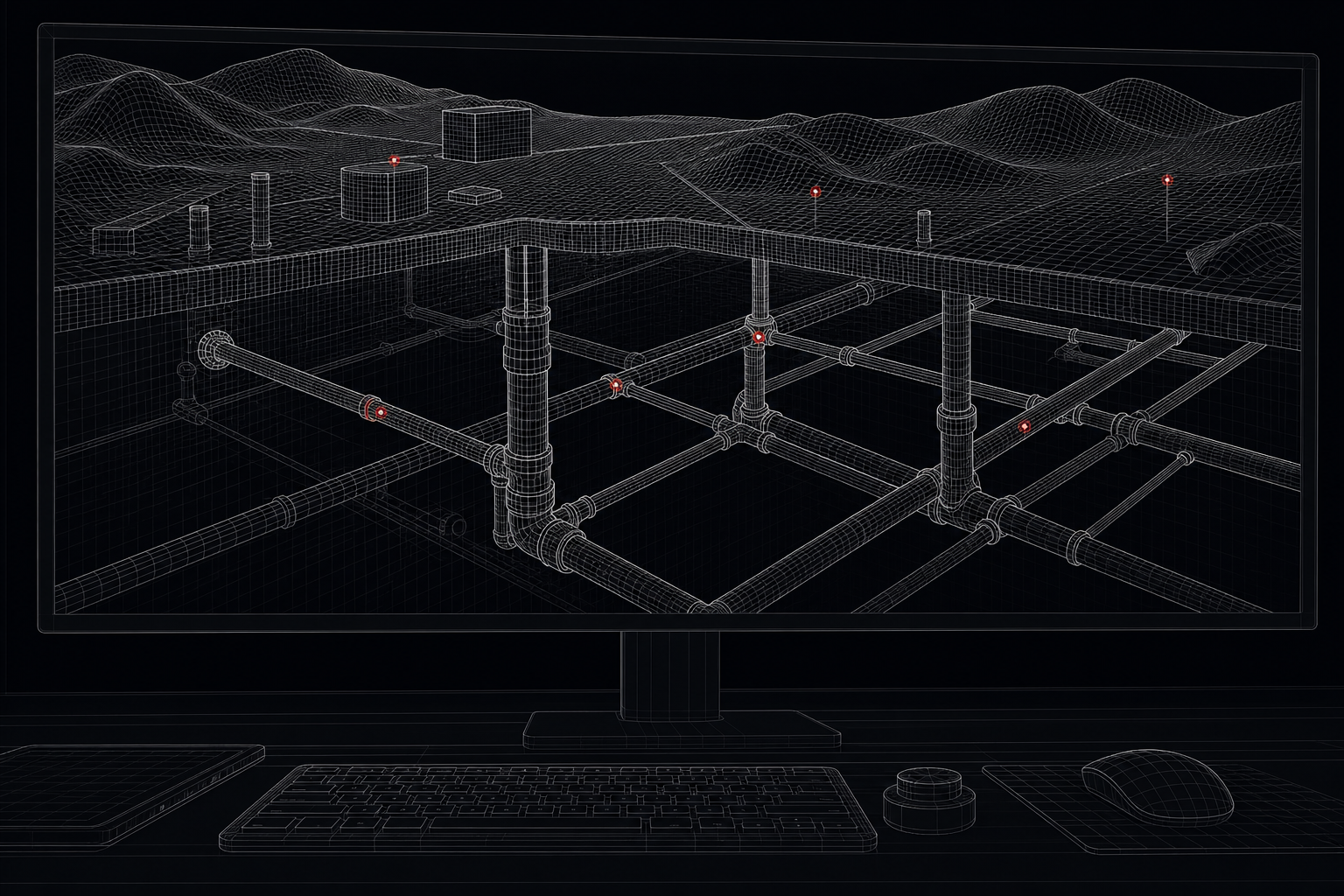 Restituzione CAD georeferenziata della rete di tubazioni